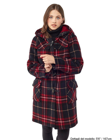 Montgomery Originale Classico Donna Con Alamari In Corno - Tartan Bordeaux