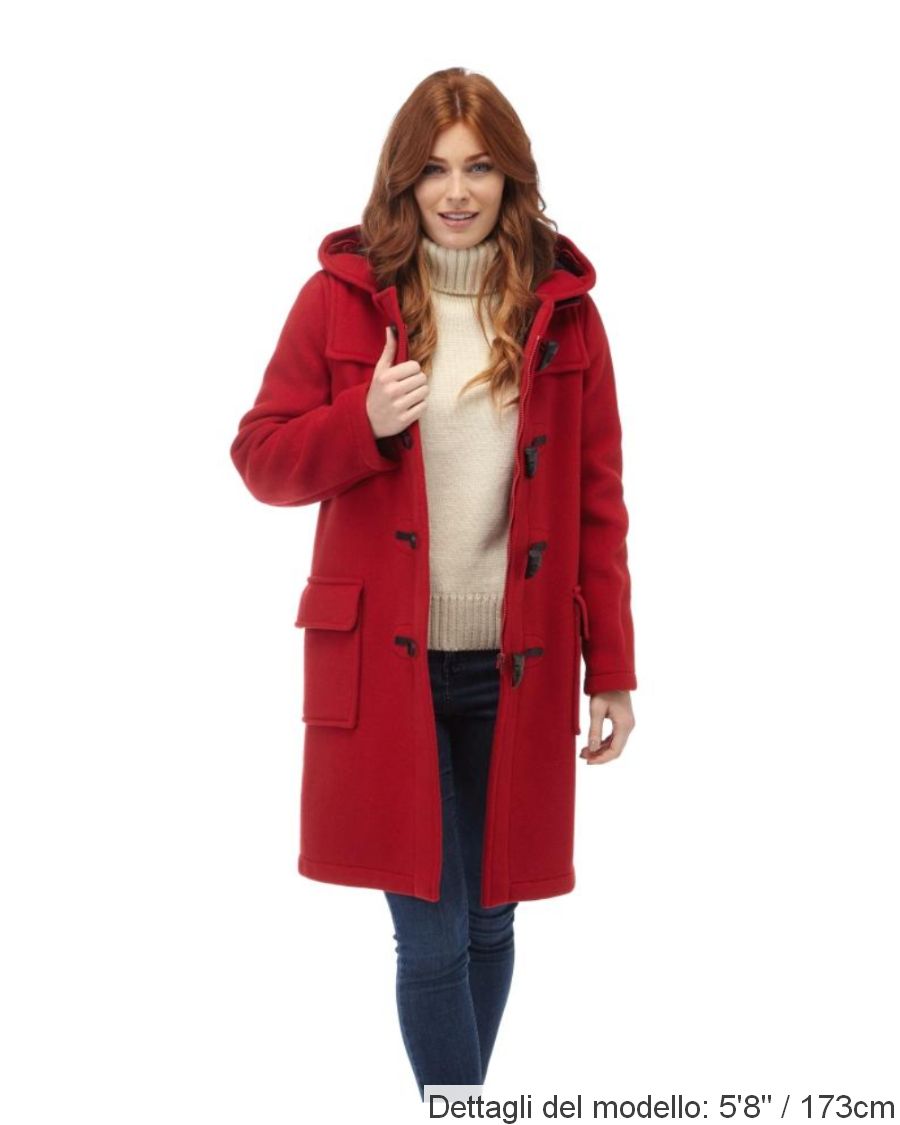 Montgomery Originale Classico Donna Con Alamari In Corno - Rosso