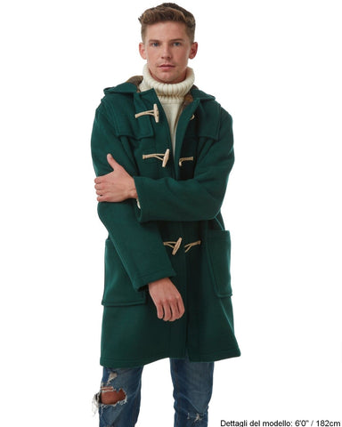 Cappotto Duffle da uomo dal taglio classico con alette in legno - Verde British